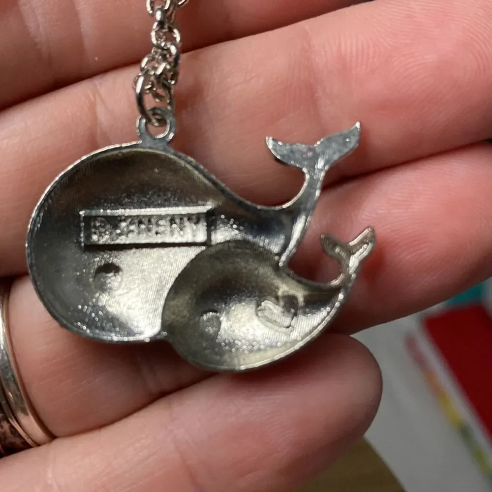 Cute Whale Mother and Baby Necklace Pendant Colorful Ocean Animal 20 in Chain